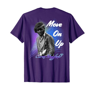 Curtis Mayfield_002_Back Printed T-Shirt by Great musician – Purple
