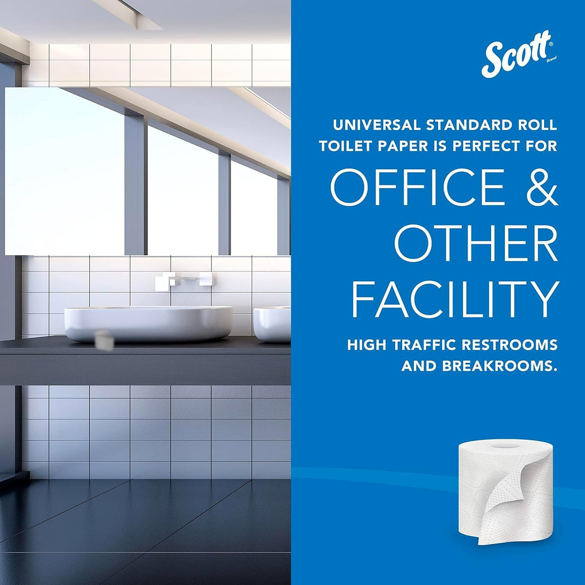 Kimberly-Clark Professional 100% Recycled Fiber Roll Bathroom Tissue- 550 Sheets/Roll | 80/Carton by Scott – 473 sheet (Pack of 80), Paper, White, Pack of 80, Model 13217