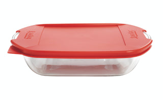 3-Quart Rectangular Baking Dish with Embrace Lids by Anchor Hocking – 3-Quart Rectangular, 3.0 quarts, Glass, Cherry, Model 91818