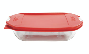 3-Quart Rectangular Baking Dish with Embrace Lids by Anchor Hocking – 3-Quart Rectangular, 3.0 quarts, Glass, Cherry, Model 91818