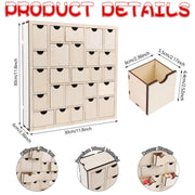 CCINEE Wooden Advent Calendar, 25 Drawers, Natural Wood