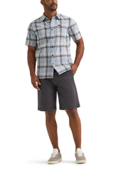 Men's All Purpose Classic Fit Short Sleeve Shirt – Cotton, Concrete Gray Plaid, Model 112382046