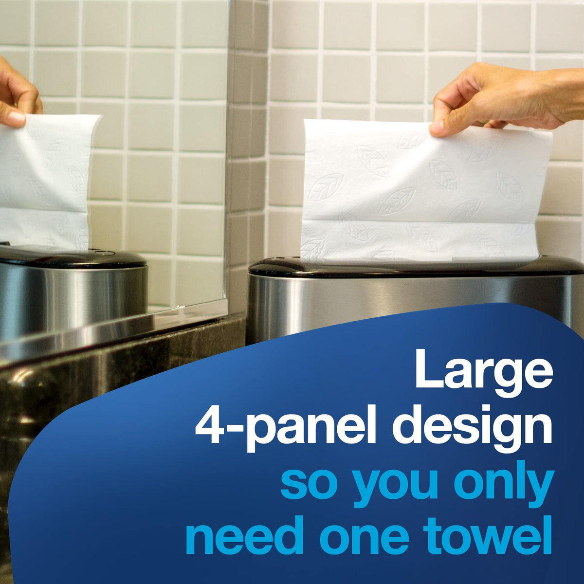 Tork Extra Soft Multifold Hand Towels White with Blue Leaf Print – H2 Dispenser Compatible 16 Packs x 94 Towels (101298)