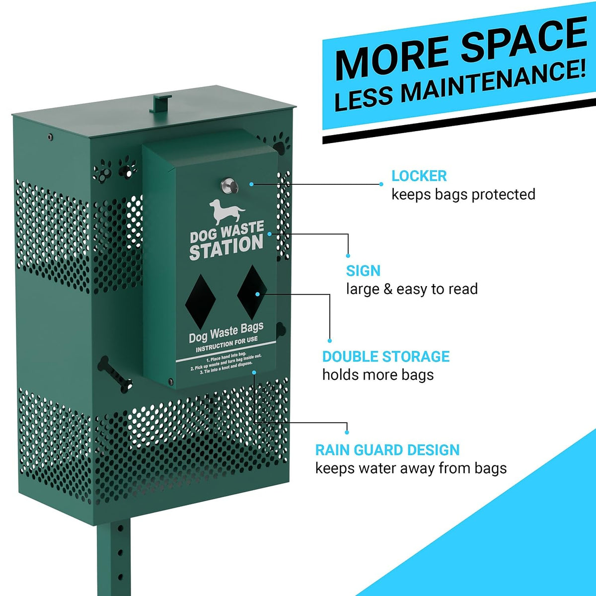 Locking Trash Can by Flash Furniture – Set of 1, 10.0 gallons, Steel, Green, Model YAN-G5S065425-GG