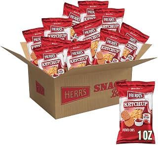 HERR'S Ketchup Ripple Potato Chips (Pack of 12, 2.75 Ounce Bags) – Bold and Tangy Ketchup-Flavored Chips – Fun for Snacking and Sharing