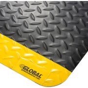 36" W x 60" L Diamond Plate Ergonomic Anti Fatigue Mat by Global Industrial – 37"L x 24"W x 9"H, Vinyl/PVC Closed-Cell Foam, Black/Yellow, Model 39267090330000500