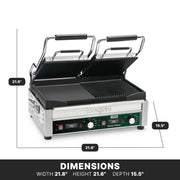 Panini Press with Timer by Waring – Large and Dual Cooking Surface Machines, Iron, Green, Model WDG300T
