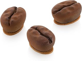 Silikomart 30 Professional Accessories Coffee Silicone Mould for Kitchen and Pastry with ABS Cutter, 15 Cavities 30 ml, Coffee Bean Shape
