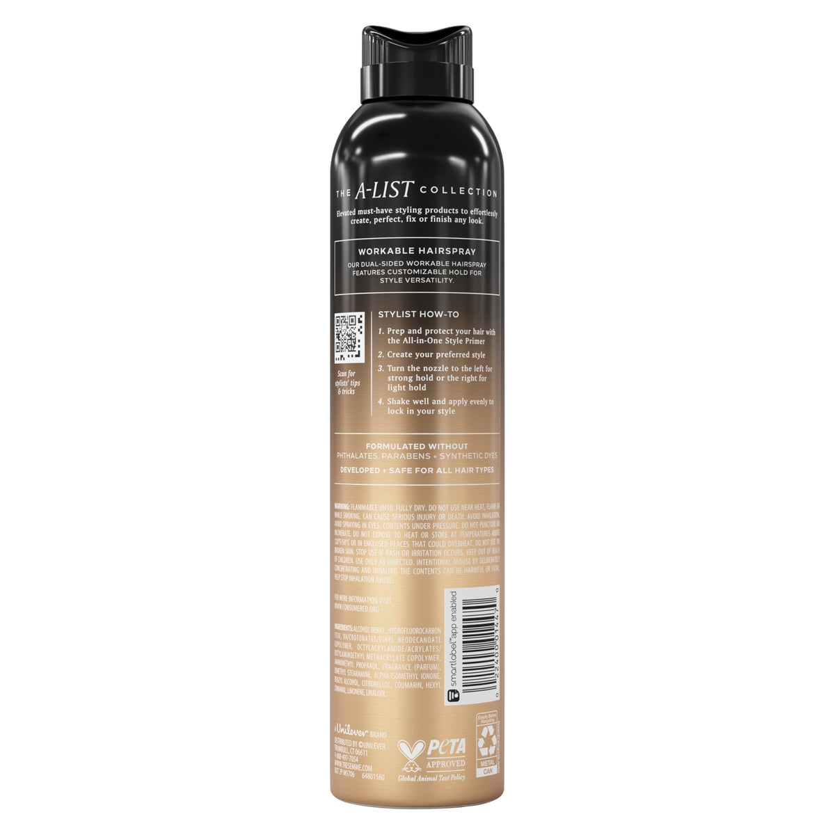 A-List Collection Workable Hairspray Customizable Hold 8.5 oz by TRESemmé – 8.5 Ounce (Pack of 1), Clear, Model 022400014470