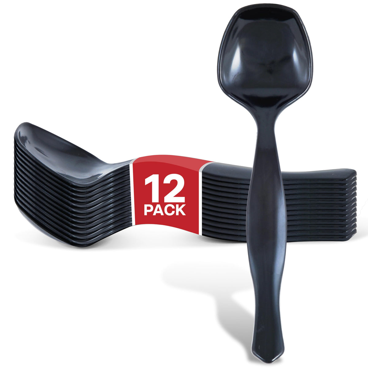 Stock Your Home 12 / 12 Count / Black Serving Spoons