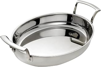 Browne Foodservice THERMALLOY 12 x 10.4 x 2 Oval Stainless Steel Roast Pan