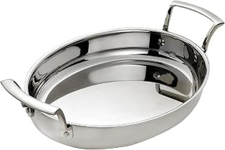 Browne Foodservice THERMALLOY 12 x 10.4 x 2 Oval Stainless Steel Roast Pan