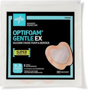 Medline Optifoam Gentle EX Sacrum Foam Dressing, 9" x 9", in Educational Packaging, Each