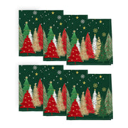 Horaldaily Cloth Napkins, Pine Tree Stars Print, Green, Set of 6