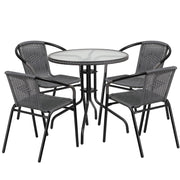Flash Furniture Clear/Gray / Table + 4 Chair / Round Table + 4 Chairs Bistro Sets