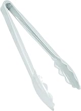Thunder Group 6" scallop grip tong, polycarbonate, white color, comes in each