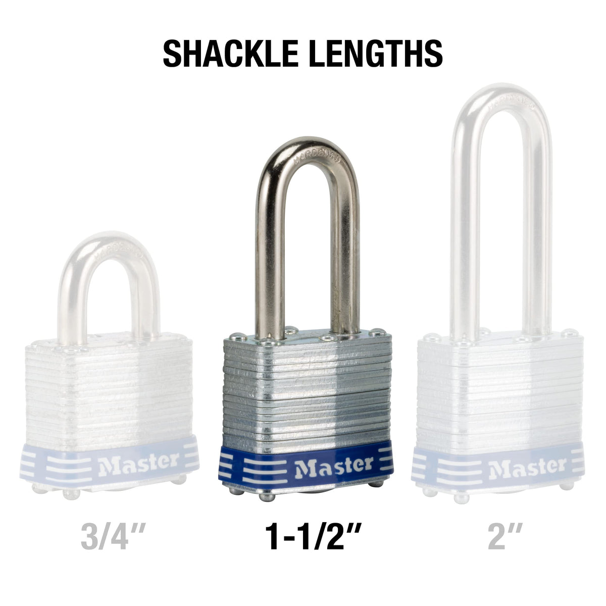 Master Lock Silver / 1-1/2" shackle / 2 Pack, Keyed-Alike Keyed Padlocks