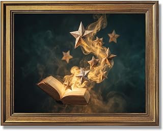 Floating Golden Stars Book Fantasy Wall Art