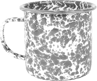 Crow Canyon Home Splatter Enamelware 16 oz Large Mug, Grey