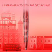 Jotter Ballpoint Pen | Special Edition | London Red with Chrome Trim | Medium Point | Blue Ink | Gift Box by Parker – 1 Count (Pack of 1), Metal, Blue, Model 2221603