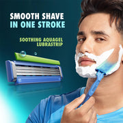 Guard 3in1 Shaving Razor Blade for men - 2 Cartridges + 1 Razor | Smooth Shave | Aqua gel Lubrastrip | 3 Platinum Coated Blades | Rubber Handle Grip | Flexi Head | good for