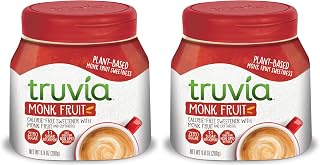 Truvia Calorie-Free Sweetener from the Monk Fruit Spoonable, 9.8 oz Monkfruit Jar (Pack of 2)