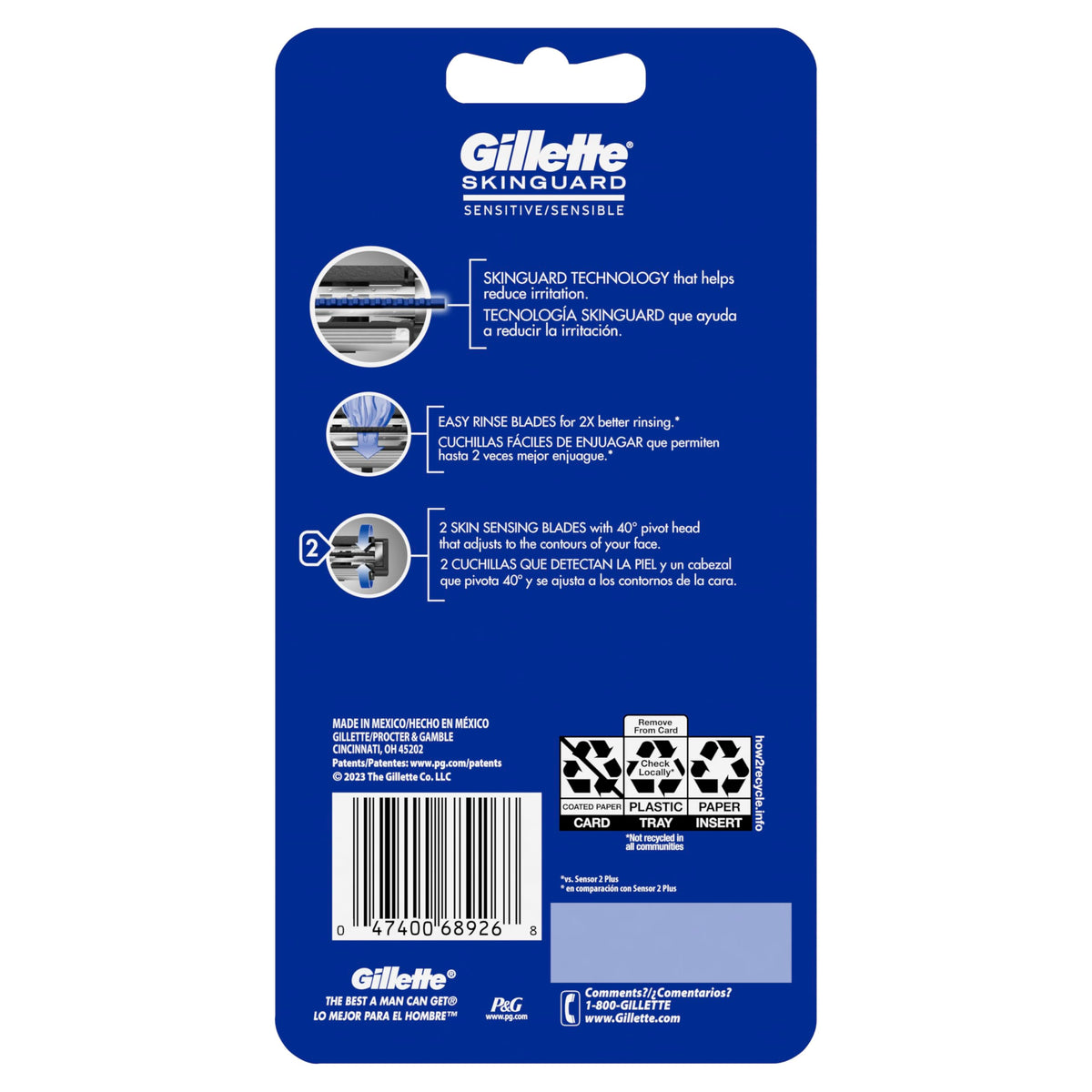 SkinGuard Razors for Men by Gillette – 4 Count (Pack of 1), Plastic, Silver