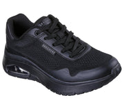 Women's Uno Flex-Spring on Air Sneaker by Skechers – Black/Black, Model 177794 Uno Flex Spring Black