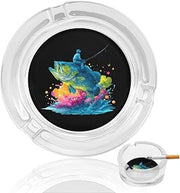 Fishing Fish Colorful Splashes Wave Glass Ashtrays Ash Tray for Cigarettes Table