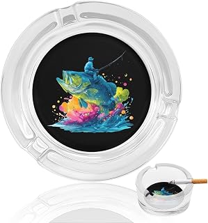 Fishing Fish Colorful Splashes Wave Glass Ashtrays Ash Tray for Cigarettes Table