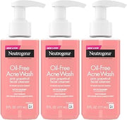 Neutrogena Oil Free Pink Grapefruit Acne Face Wash, 3 x 6 fl oz
