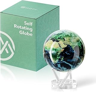 MOVA Self Rotating Globe Earth with Clouds Prestige (8.5") | solar powered globe, no batteries or cords, gift for geography lovers, premium kinetic display, office desk decor