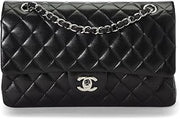 Chanel, Pre-loved Black Quilted Lambskin Classic Double Flap Medium, Black