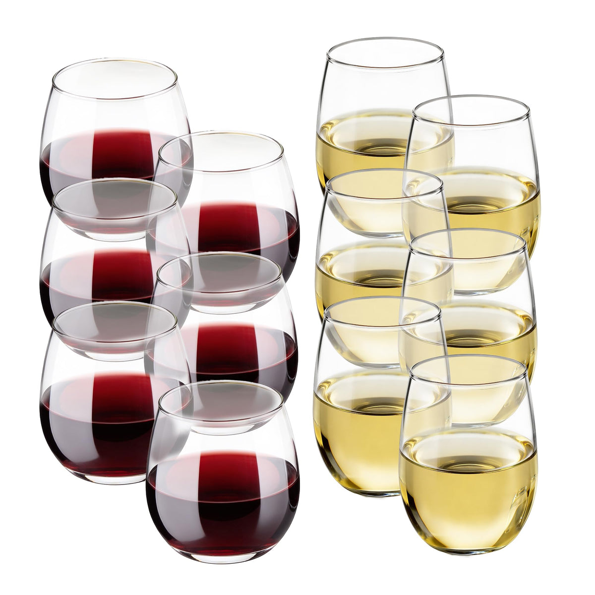 Libbey Red & White 12 / 12 Count / Stemless Wine Glasses