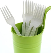 AmerCareRoyal Heavy Weight Unwrapped Disposable Polypropylene Plastic Forks for Restaurants and Catering, White, Pack of 1000