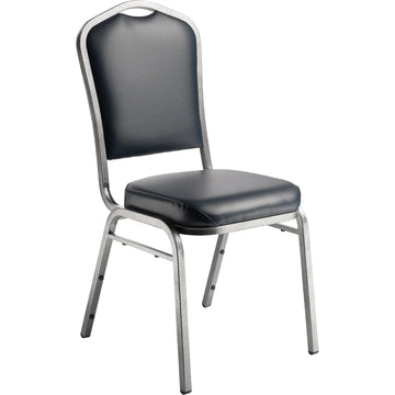 NPS 9300 Series Deluxe Vinyl Upholstered Stack Chair by National Public Seating – Alloy Steel, Midnight Blue, Model 9304-SV