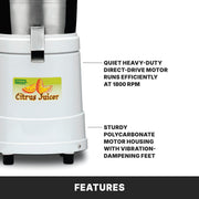 Waring Heavy Duty Citrus Juicer / 10 x 10 x 19.5 inches / White Citrus Juicers