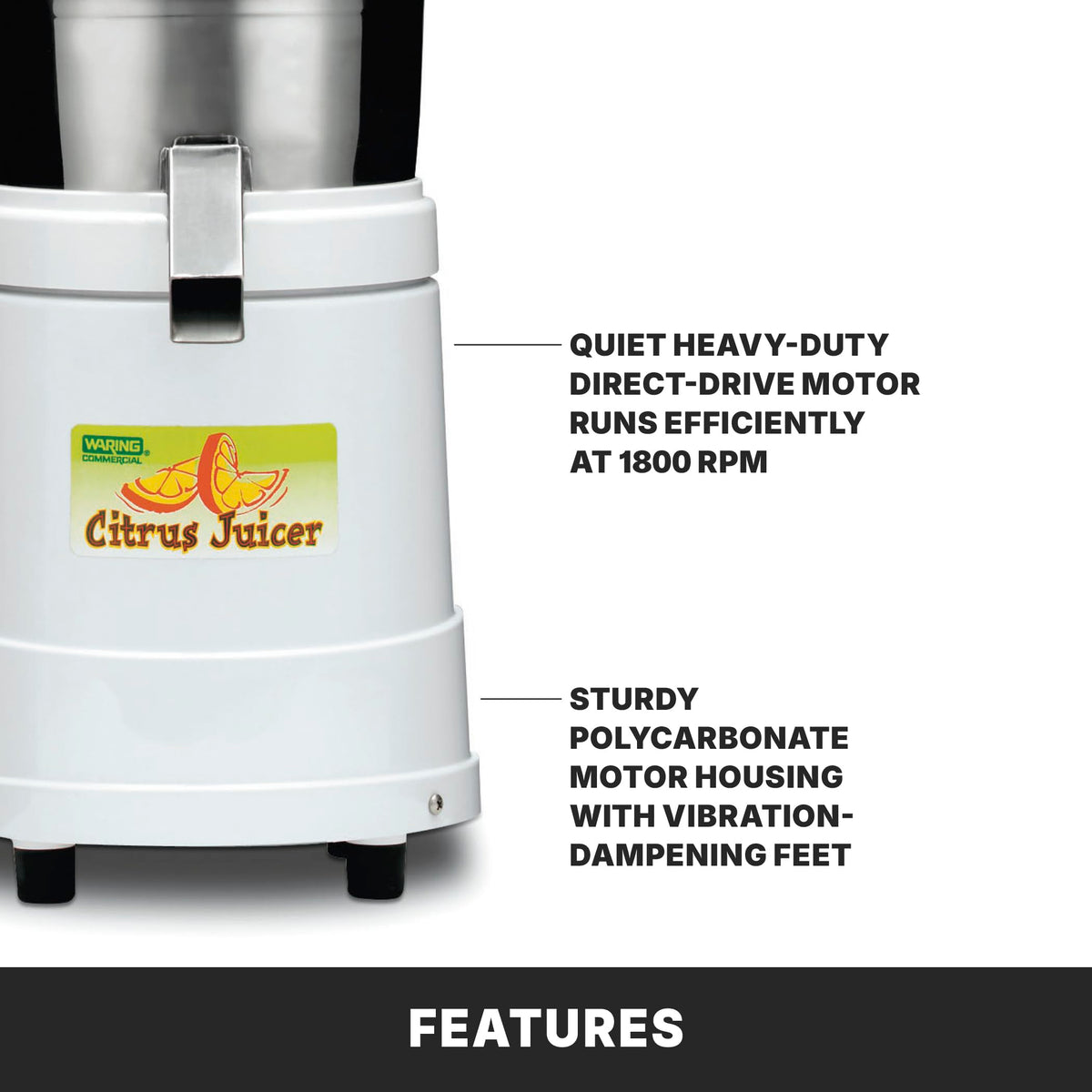 Waring Heavy Duty Citrus Juicer / 10 x 10 x 19.5 inches / White Citrus Juicers