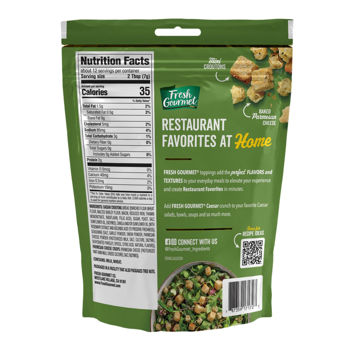 Caesar Crunch Toasted Meal Topper by Fresh Gourmet – 3 Ounce (Pack of 12), Pack of 12