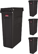 Rubbermaid Commercial Products Slim Jim Trash/Garbage Can with Venting Channels, 23-Gallon, Brown, for Kitchen/Office/Workspace, Pack of 4