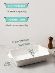 DOWAN Ceramic Casserole Dish, 9x13 Rectangular Bakeware, 4.2 Quarts, Soft White