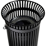 Outdoor Heavy-Duty Slatted Steel Trash Can w/Door by Global Industrial – 36.0 gallons, Steel, Black, Model D42SLAT