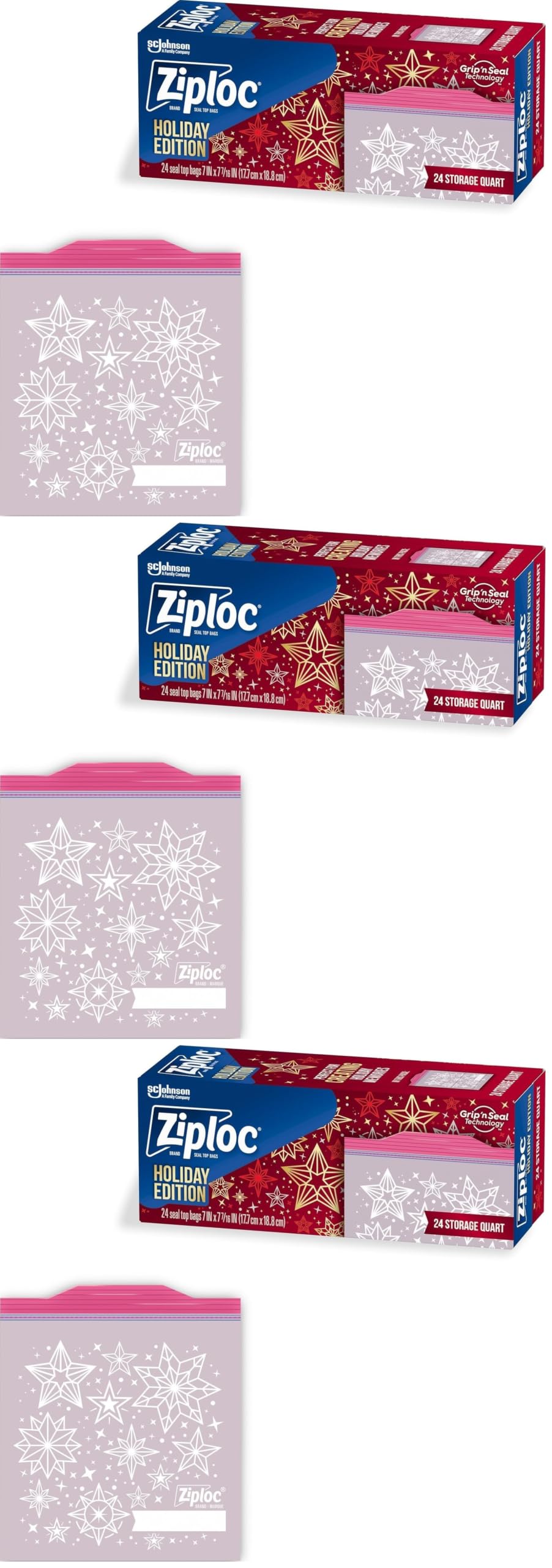 Ziploc Quart (24 Count) (Pack of 3) / Red / 1.0 quarts Food Storage Bags