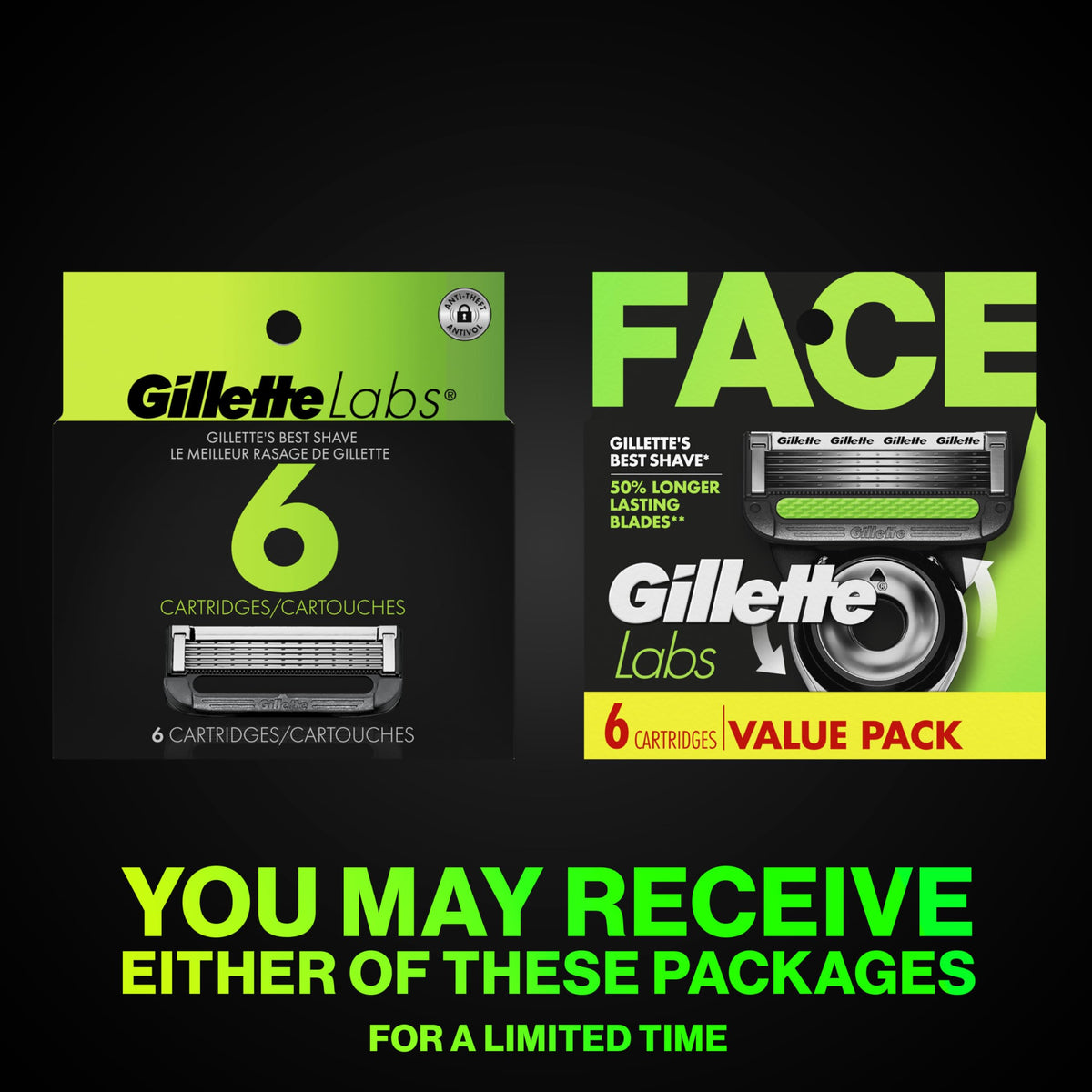 Gillette 6 Count (Pack of 1) / 6 Refills / Silver Shaving Gels