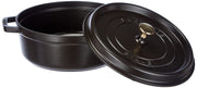 Cocotte shallow Round 26cm Black by STAUB – 4 quarts, 4 liters, Cast Iron, Noir Mat, Model 1007502