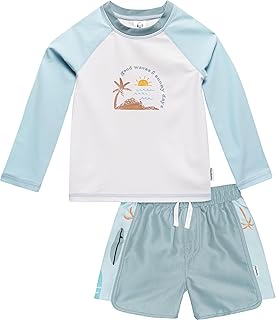 Gerber Baby & Toddler Boys Long Sleeved Rashguard Swim Bathing Suit Set