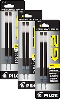 Pilot, G2 Gel Ink Refills, Fine Point 0.7 mm, Black, 2 Count (Pack of 3)