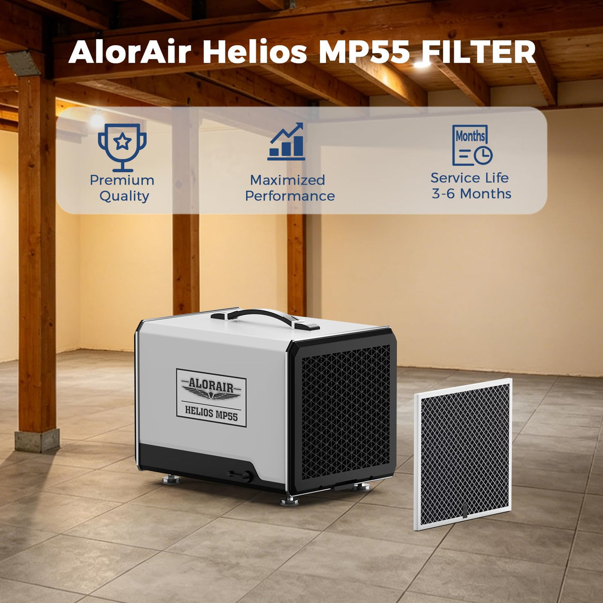 Replacement Filter for Helios MP55 Crawl Space Dehumidifier by ALORAIR – 120.0 pints, Model Helios MP55 Filter 3Pack