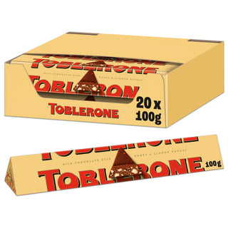 Milk Chocolate 100 g (Pack of 20) by Toblerone – 3.5 Ounce, brown, Model 21001