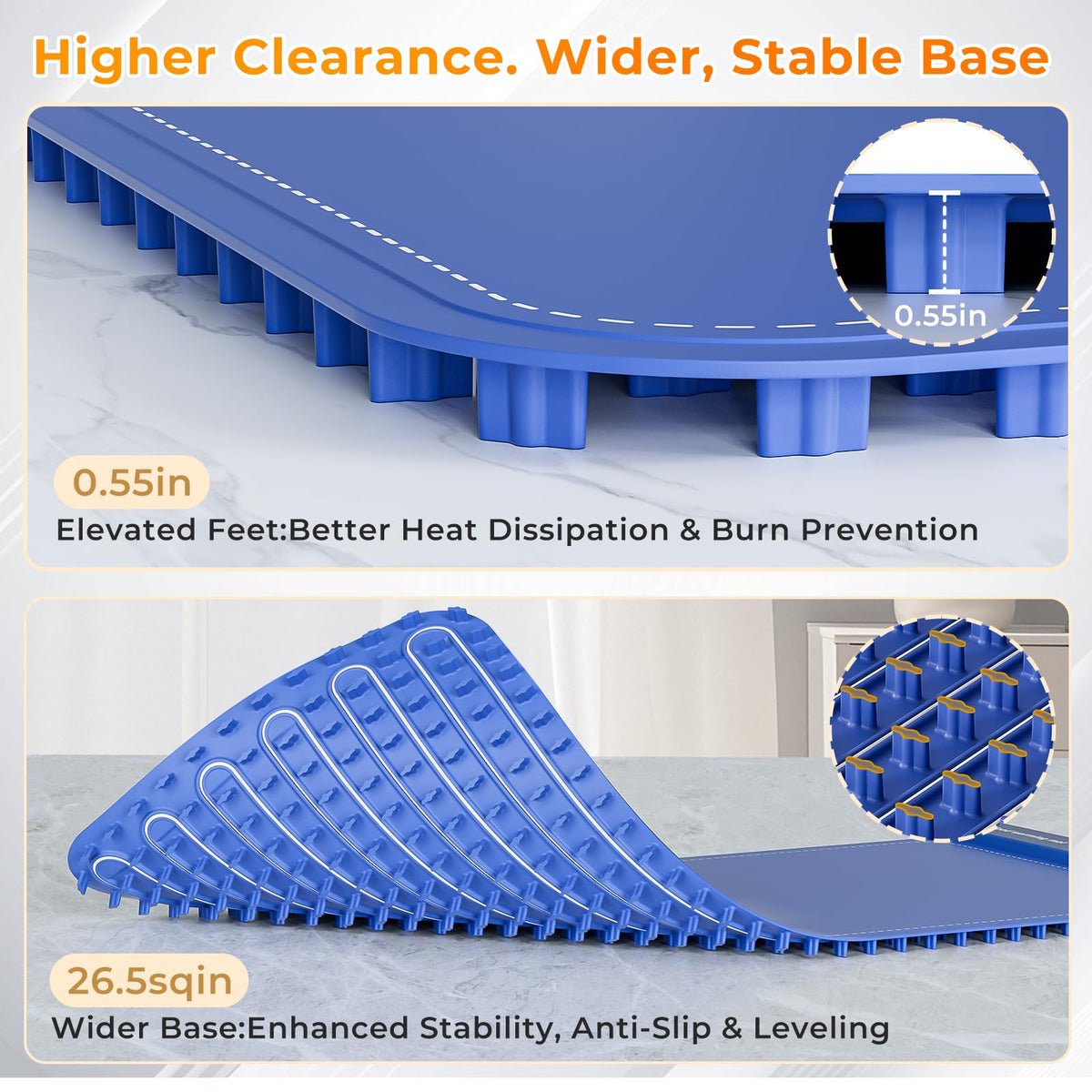 FJAU Electric Silicone Warming Tray, 32 x 15 Inch, Blue